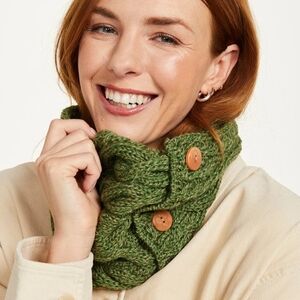 Aran Merino Wool Super Soft Snood Infinity Scarf Made In Ireland OS Green Fleck